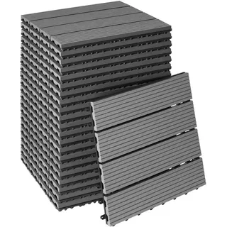 Tectake Terrassenfliesen Grau, Kunststoff, Quadratisch, 31x2.2x31 cm, Gartenzubehör, Terrassen- & Balkonböden, Terrassenfliesen
