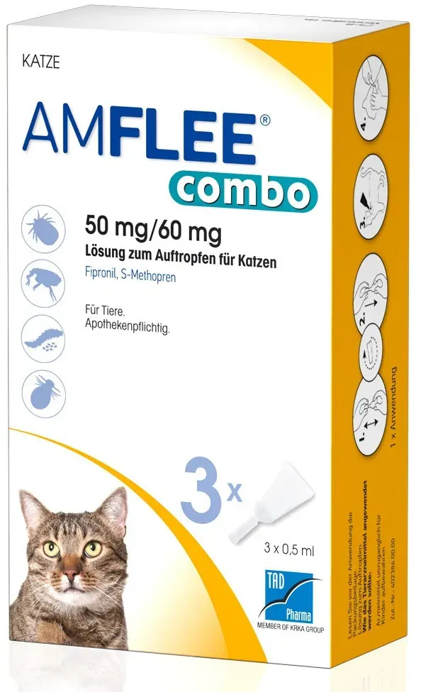 AMFLEE combo 50/60mg Lsg.z.Auftropfen f.Katzen 3 St