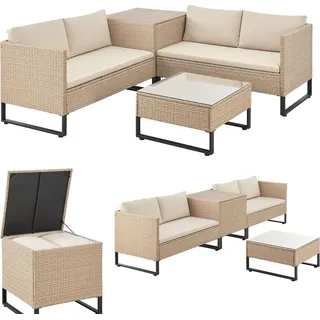 Juskys Polyrattan Lounge Santorini - Creme