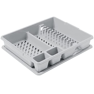 Curver Geschirrkorb mit Tray in Hellgrau, Polypropylen, 45 x 38 x 8,8 cm