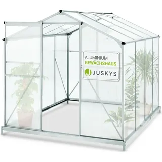 Juskys Gewächshaus Aluminium Silber HKP 4 mm 4,75 m2