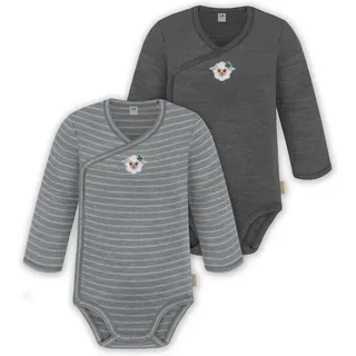 normani Outdoor Sports 2er Set Unisex Baby Wickelbody Langarm-Strampler in Grau/Anthrazit | Gr.: 86