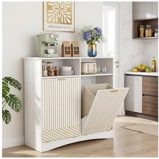 Tribesigns Sideboard Küchenschrank mit Mülltrennsystem, Mülleimer Schrank für Mülleimer weiß