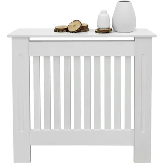 ECD Germany Heizkörperverkleidung Landhausstil 78x19x82 cm Weiß aus MDF lackiert
