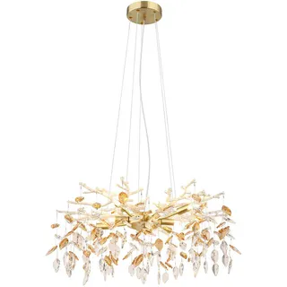 GLOBO Pendellampe Hängeleuchte Kronleuchter Luster Esstischleuchte Glas, Metall, G9, Fassungen, DxH 61x120 cm,