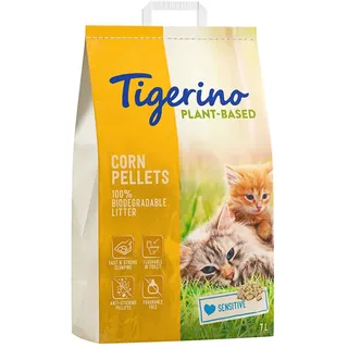 Tigerino Plant-Based Mais Katzenstreu - Sensitive, parfümfrei - 7 l (4,4 kg)