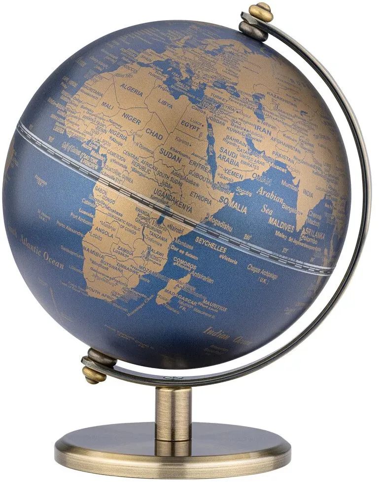 Mini-Globus „Gagarin“ – Design-Tischglobus 13 cm mit Metallfuß gold/dunkelblau