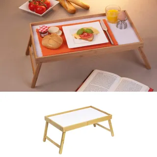 Mojawo Betttablett Bambus H x B x T: ca. 22 x 50 x 30cm Betttisch als Frühstückstablett oder Beistelltisch Serviertablett mit Tragegriffen Tabletttisch klappbar und pflegeleicht