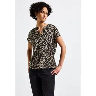 STREET ONE Damen A345729 Blusenshirt mit Leo-Muster, Schwarz, 36 - 36