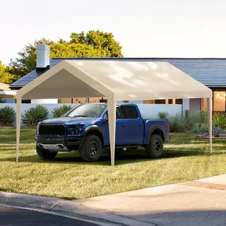 Vevor Carport-Garagenzelt, 3 x 6 m, Garagendachzelt, wasserdicht und UV-geschützt, einfache Installation mit Spanngurten, beige (nur Dachabdeckung, Rahmen nicht im Lieferumfang enthalten)