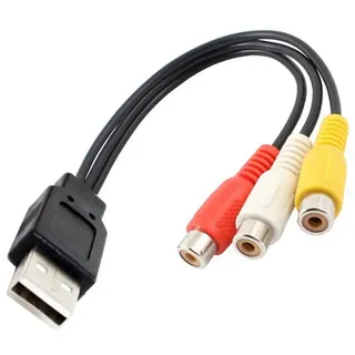 bolwins USB 2.0 auf 3RCA Kabel 30 cm Schwarz