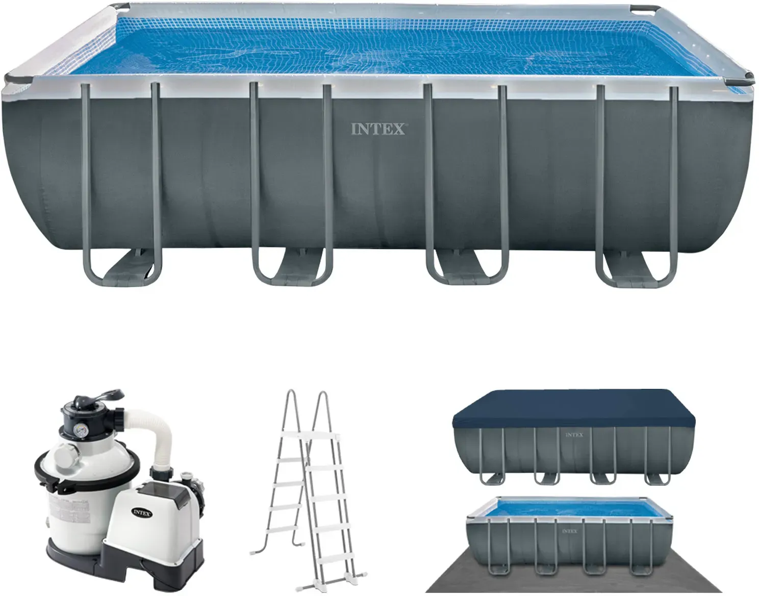Intex Schwimmbadrahmen-Set Ultra Quadra, 549 x 274 x 132 cm, XTR 26356