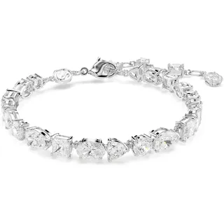 Swarovski Mesmera Armband, Rhodiniertes Damenarmband mit Weißen Zirkonia in Verschiedenen Schliffen und Größen, Mit Karabinerschließe, Armbandlänge: 15.5-20.5 cm, Armbandbreite: 0.5 cm