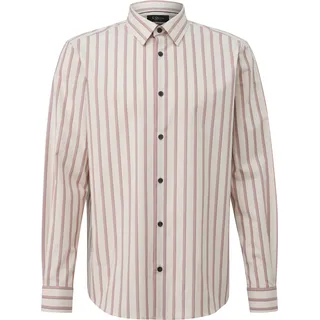s.Oliver Regular Fit: Gestreiftes Langarmhemd mit Kentkragen - beige|pink - M