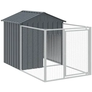 vidaXL Hundehütte mit Auslauf Anthrazit 117x201x123cm Verzinkter Stahl
