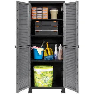Kreher Kreher® Kunststoffschrank Universalschrank Werkstattschrank 'Star' in Schwarz/Grau. Mit verstellbaren Einlegeböden in verschiedenen Größen. (groß)