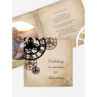 Einladung zum Geburtstag selbst gestalten mit Spruch und Fotos im Onlinedesigner bei Meine-Kartenmanufaktur.de
