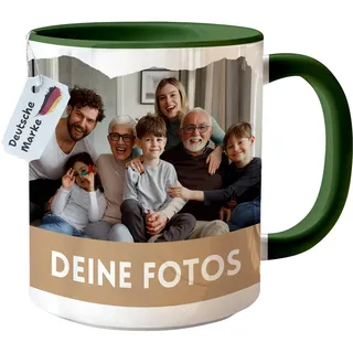 Tasse personalisiert mit eigenem Foto personalisierte Tasse mit Foto Geschenk für Freundin Geschenke Frauen Fototasse bedrucken Muttertagsgeschenk Fototasse Fotogeschenke Kaffeetasse (Dunkelgrün)