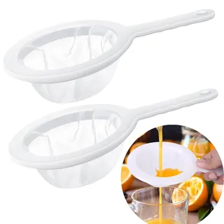 Sieb Fein,2 Stück Nylon Feines Sieb 200/400 Mesh Küchensieb Kunststoff Mit Griff Haarsieb Sieb Küche Plastik Plastiksieb Haushaltssieb Handsieb für Saft Milch Sojamilch Und Kaffee