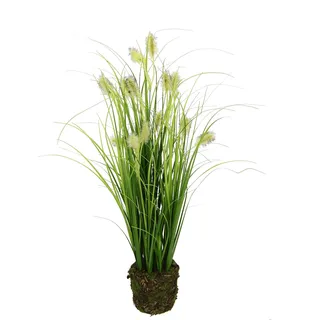 Künstliches Fuchsschwanzgras im Erdtopf Gras Kunstpflanze Kunstgras Ziergras Grünpflanzen Dekogras Grasbüschel Ziergras Solitärgras Deko Grasarrangement Borstenhirse Panicoideae Süßgräser Setaria
