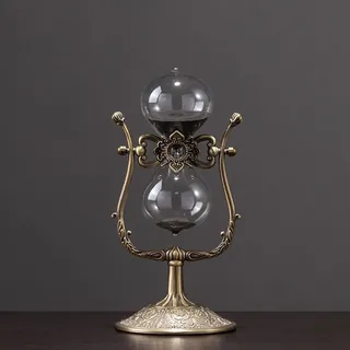 BOSUGE, Sanduhr-Sanduhr, Kunsthandwerk, Glasdekoration, Zeitmanagement-Assistent, Vintage-Metall-Sanduhr, 15 Minuten / 30 Minuten / 60 Minuten, 360 ° drehbare große antike Sanduhr ( Color : Bronze Bla