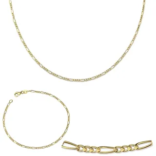 FIRETTI Ketten und Armband Set FIRETTI "Multipack Schmuck Geschenk Gold 333 Halskette Armkette Figarokette" Gr. 60, gold (gelbgoldfarben), Schmuck_Sets, Damen, 60, Gelbgold 333