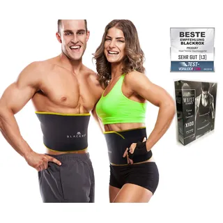 BLACKROX Trimm Your Waist Fitnessgürtel Vergleichssieger Damen & Herren,Schwitzgürtel zur Fettverbrennung, Premium Fitness Gürtel Verstellbarer Sauna Bauchweggürtel zum Abnehmen (Gelb, M) - M