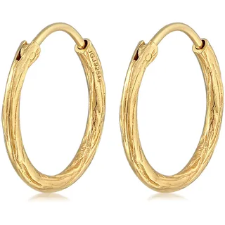 Elli Paar Creolen Creole Casual Raues Finish 925 Silber goldfarben