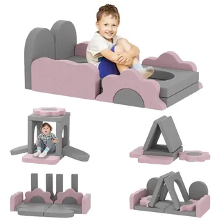 aiyaplay Schaumstoff Bausteine Kinder 12 Stück Softbausteine mit Bällebad - Grau