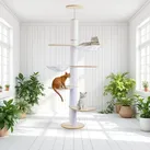 Katzenbaum, deckenhoch,5-stöckig, höhenverstellbar 190–260 cm, hohes Katzenkletter-Aktivitätszentrum mit Kratzbaum, 4 Stufen und 2 Hängematten,