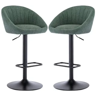 WAHSON OFFICE CHAIRS Barhocker mit Lehne drehbar für Küche aus Handtuchstoff höhenverstellbar Grün 2er Set Wahson