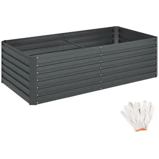 Tectake Hochbeet Blomma, 1100l, verzinkt, 200x100x56cm - anthrazit - Grau