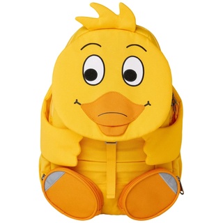 Affenzahn Großer Freund Kinderrucksack in Form der Ente aus der Sendung mit der Maus, gelb, reflektierend, ergonomisch, Name auf ausziehbare Zunge, 8 Liter, Größe: 20 x 31 x 12 cm, AFZ-FAL-001-042