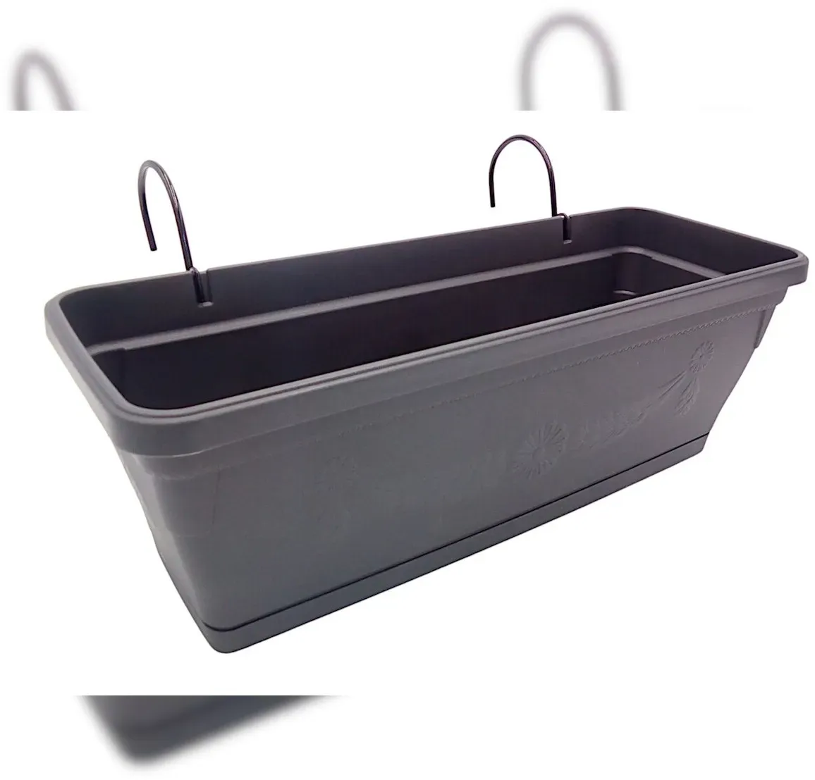 BURI Balkonkasten 50cm mit Halterung Blumenkasten Pflanzkasten Pflanztopf Blumentopf anthrazit