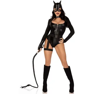 LEG AVENUE Damen 3 PC Fierce Feline Halloween Kostüm mit Bodysuit, 1X-2X