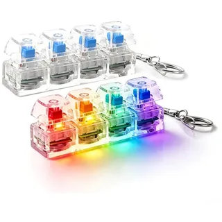 1 Stück Tastatur Fidget Spielzeug mit LED Licht, Transparente Mini-Antistress-Tastatur, Lustige Tastatur Schlüsselanhänger Clicker für Stressabbau Erwachsene Büro Schule Reisen