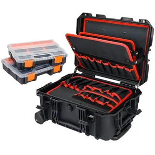 HMF Outdoor Werkzeugtrolley leer mit Rollen schwarz 46,5 x 36 x 22,5 cm