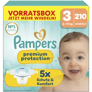 Pampers Premium Protection Größe 3, 210 Windeln, 6kg-10kg, unser Nr. 1 Haut- und