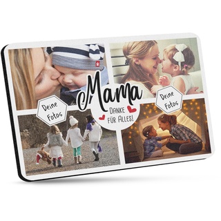 Mousepad mit Fotocollage für Mama selbst gestalten - Bedrucktes Mauspad - Danke Mama - 27 x 19 cm, 5mm stark | Fotogeschenk für Mama