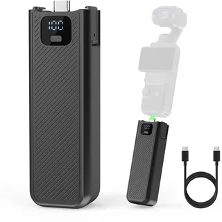 Upgrade Akkugriff mit LED-Anzeige Kompatibel mit DJI Osmo Pocket 4 und Pocket 3 Kamera, 5000mAh 22,5W Schnellladung Batteriegriff für Xtra Muse/Pocket 3, 1/4 Zoll Gewindeloch
