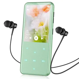 AGPTEK 64GB MP3 Player Bluetooth 5.3 mit 2,4" TFT Farbbildschirm, HiFi Musik Kinder MP3 Player mit Lautsprecher, Touch-Tasten, FM-Radio, E-Book, Aufnahme, Unterstützung bis zu 128 GB, Grün