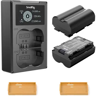 SMALLRIG Ersatzbatterien Kamera Battery für NP-W235 (2 Stück, 2040mAh Akkus) und LCD Display Ladegerät Set, Wiederaufladbarer Akku für Fujifilm X-T5, X-T4, X-H2S, GFX 50S II, GFX 100S - 3822