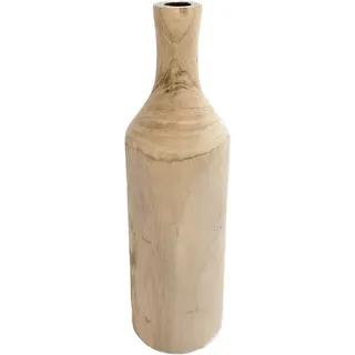 Design Holz Blumen Vase groß - natur / 46 cm - Holzvase XXL Flasche naturbelassen - Tischdeko Fensterdeko für Kunstpflanzen und Pampasgras