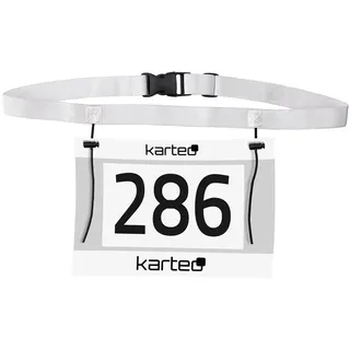 Karteo Startnummernband [1 Stück] Running Belt weiß Laufgürtel Nummerngurt elastisch Startnummergürtel mit verschiebbaren Kordellaschen Start-Nummern-Gurt