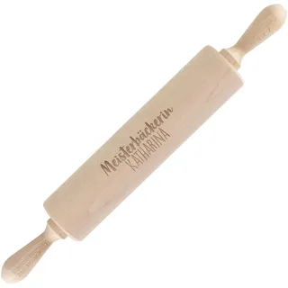 Herz & Heim® Nudelholz mit Gravur personalisiert mit Namen oder Wunschtext (Meisterbäckerin)