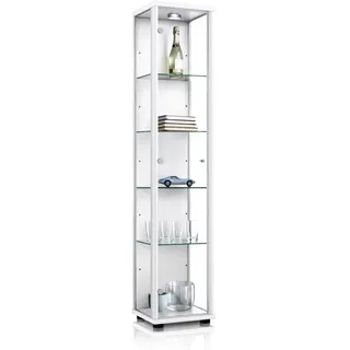 K-Möbel Glasvitrine, Weiß, Glas, 4 Fächer, Rechteckig, 37x176x33 cm, Wohnzimmer, Wohnwände, Vitrinenschränke