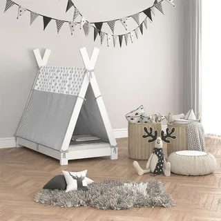 VitaliSpa Kinderbettüberwurf Tipi, 70 x 140 cm, Grau/Weiß