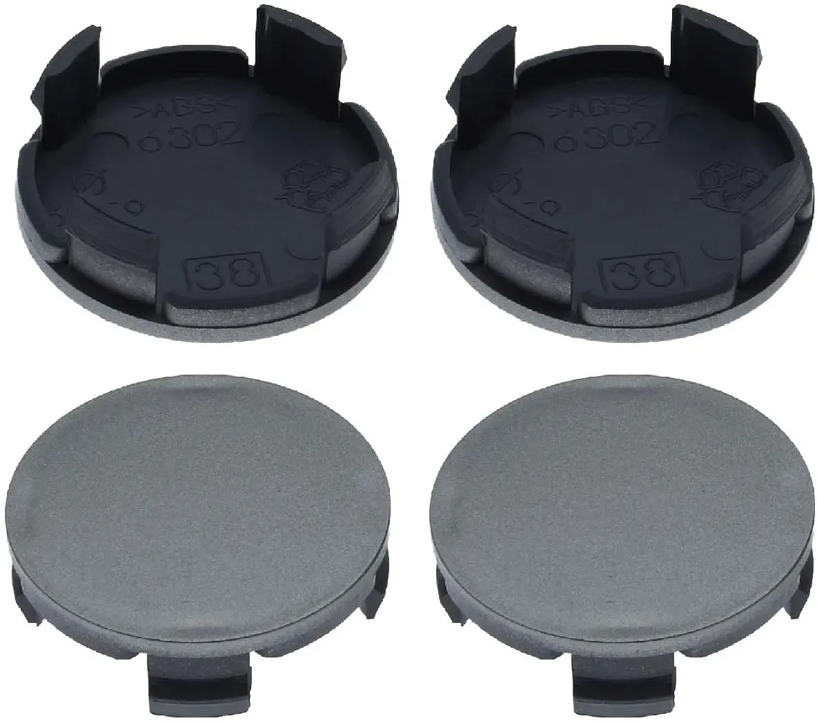 4 Nabenkappen Ø 62,5 mm - 57,0 mm / rund flach / Klebefläche