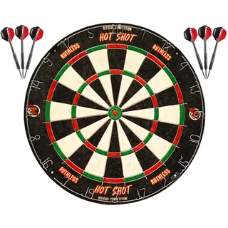 Ruthless Hot Shot Dartscheibe | Endurance Runddraht Sisal Dartscheibe inkl. 2 Sets Steeldarts (DB073)