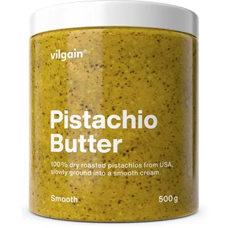 Vilgain 100% Pistazienbutter - Pistazien creme mit Stückchen, Single Origin, ohne Zusätze, Nussmus, Brotaufstrich, Vegan, Glutenfrei, 500g - Premium Pistazien Aufstrich, natürlich, Italienisch
